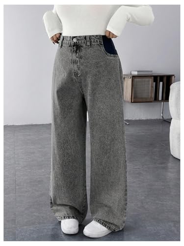 MakeMeChic Women's Maternity Jeans Loose Fit Over The Belly Pants - color: Grey, size: Medium