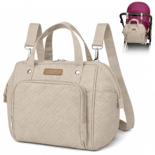 FHELAD HELAD Small Diaper Bag Backpack, 4 in 1 Mini Baby Bag for Short Trip - color: Apricot