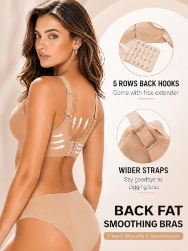 Jelly Wireless Supportive Minimizer Seamless Bras for Women Wide Straps Full Coverage Plus Size Bralette Bra - size: (40) B
