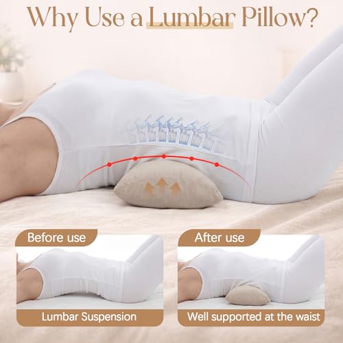 Weysat Buckwheat Lumbar Support Pillow for Bed Sleeping, 20.1” x 8.7” x 2”