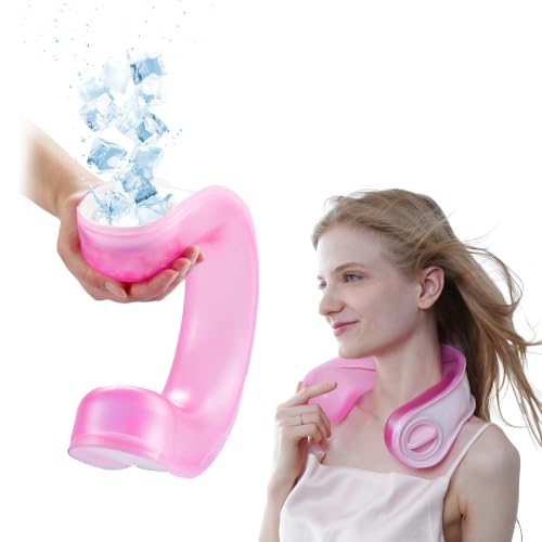 Neck Cooler for Hot Weather, Reusable Wearable Ice Water Neck Wrap with Wide Mouth for Ice Cubes, U-Shaped Cooling Neck Pack for Summer Heat, Outdoor Work, Sports, Travel & Hot Flashes, Pink - color: Pink