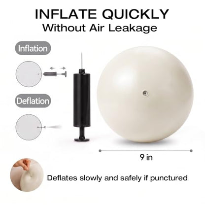 Mini Pilates Ball with Pump, Anti-Burst Yoga Ball - color: White