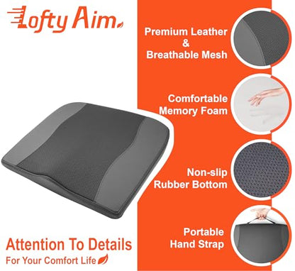 Lofty Aim Car Seat Cushion, Memory Foam Car Seat Cushions for Long Driving - color: Obsidian Speck Black