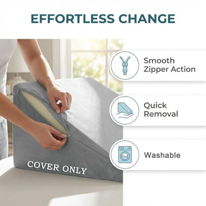 Wedge Pillow Cover, Light Grey, 25"x25"x10.5" - color: Light Grey, size: 25"x25"x10.5"
