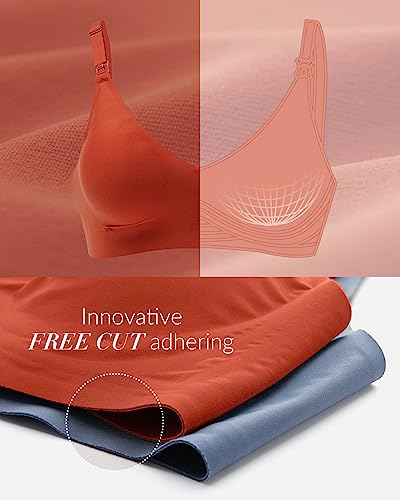 Mamaway Silky Seamless Nursing Maternity No Show Wireless Bra, Smooth, Cooling, Lightweight for Breastfeeding, Pregnancy - color: Copper, size: Medium