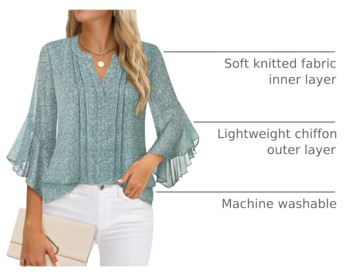 Timeson Women's 3/4 Sleeve Top - color: Blue Gray, size: Medium