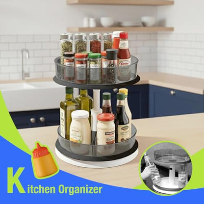 Lazy Susan Organizer for Medicine 2 Tier Pill Bottle Turntable