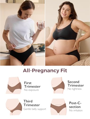 Momcozy Maternity Underwear Seamless, Pregnancy Postpartum Panties Under Bump Maternity Underwear - size: Medium