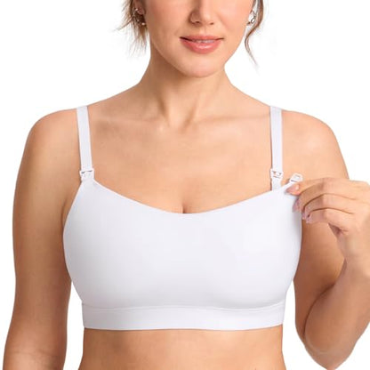 MOMANDA Seamless Nursing Bras for Breastfeeding - color: White, size: Large
