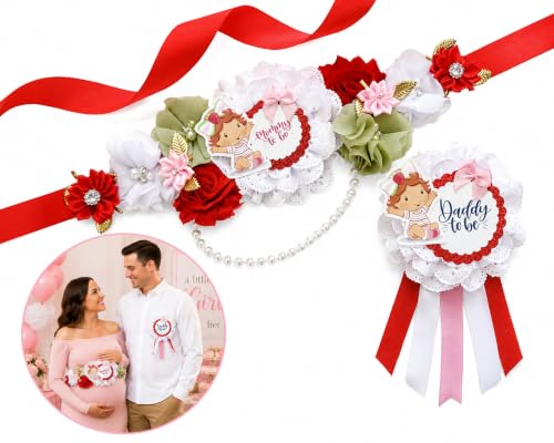 Strawberry Shortcake Baby Shower Sash & Pin Set – Mom-to-Be Party Accessories, Cute Dessert Theme