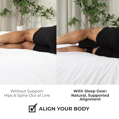 Sleep Gear Knee Zzz Pillow: Doctor-Designed Knee Sleeve & Foam Pillow for Side Sleepers - Compact, Ergonomic Design with Washable Cover for Sciatica & Back Pain Relief (Strap)