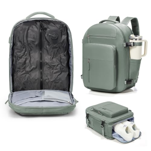 suradar Vacuum Backpack Travel with Pump,Travel Backpack with One Button Vacuum System Vacpack Sealed Compression Airbag Carry on Dark Green - color: X1-dark Green