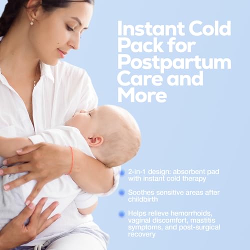 Dynarex Perineal Instant Cold Packs with Self Adhesive Strip - Postpartum Ice Pack Pads - Flexible Material Conforms to Body Contours - Quick Activation - 4.5" x 12" - 24 Count