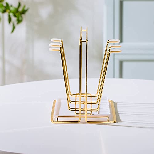Metal Cup Drying Rack with 6 Hooks - color: Gold