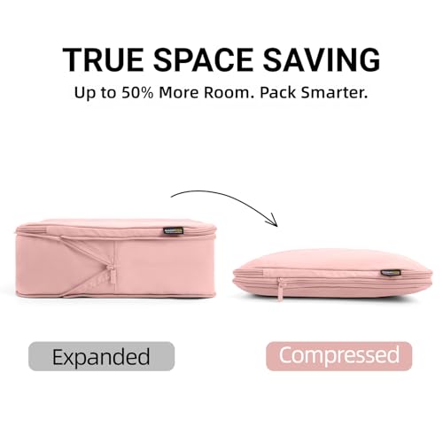 4 Piece Compression Packing Cubes for 3–7 Day Travel, Dusty Pink - color: Dusty Pink