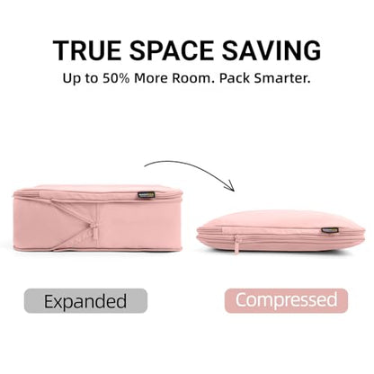 4 Piece Compression Packing Cubes for 3–7 Day Travel, Dusty Pink - color: Dusty Pink