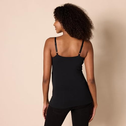 Amazon Essentials Women's Maternity Nursing Camisole with Adjustable Straps and Built-in Shelf Bra, Pack of 2 - color: 2-pack Black/Stripe, size: Medium