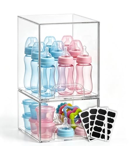 Baby Bottle Organizer Stackable, 2 Pack, 7.7'' & 4.2'' Tall - size: 1Tall+1Small
