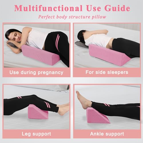 Bed Wedge Pillow for Side Sleepers, Body Position Wedges - color: Dark Pink