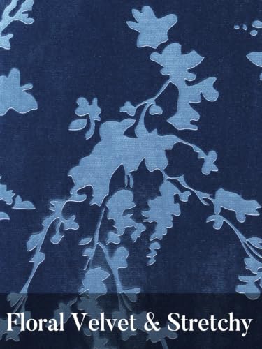 MEROKEETY Women's Fall Floral Velvet Maxi Skirt - color: Blue, size: Medium