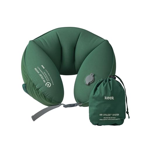 KEEK PillowO Travel Neck Pillow – Ultra-Light 82g, Packs Smaller Than a Passport, Perfect for Flights, Commuting & Camping - color: Green