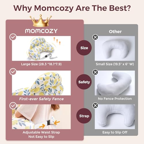 Momcozy Original Nursing Pillow for Breastfeeding - Innovative Safety Guard - color: Lemon Whisper
