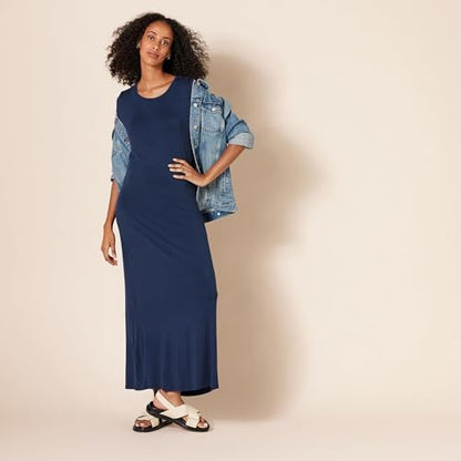 Amazon Essentials Women's Short-Sleeve Maxi Dress - color: Navy, size: Large