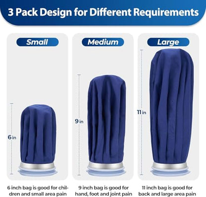 Ohuhu 3 Pack Ice Pack and Ice Bag for Injuries Hot Cold Therapy 6"/9"/11"