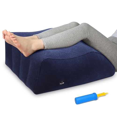 Inflatable Leg Elevation Pillow, Portable Wedge Pillow for Sleeping(Blue) - color: Dark Blue