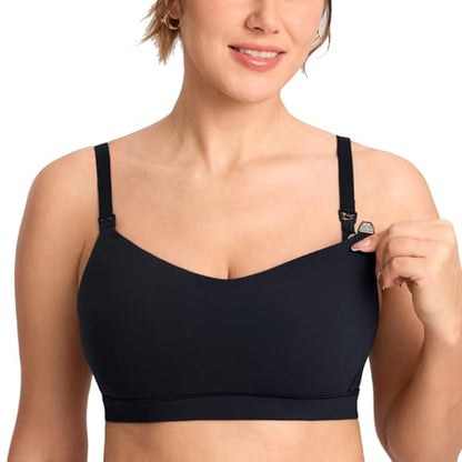 MOMANDA Seamless Nursing Bras for Breastfeeding - color: Black, size: Large
