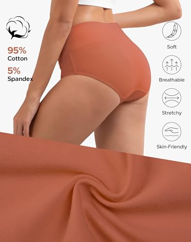 INNERSY Women's Cotton Underwear High Waist Ladies Briefs Full Coverage Panties 4-Pack - color: Maillard, size: Small