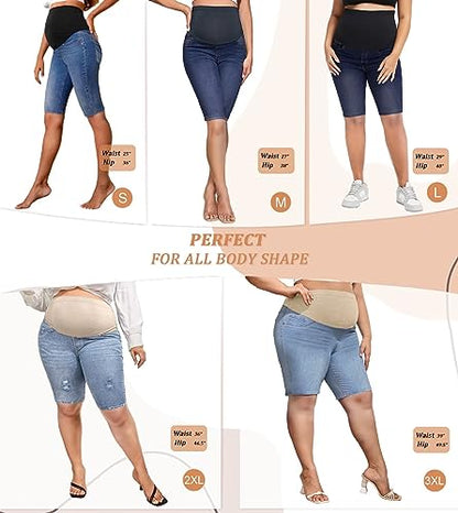 Hybrid & Company Women's Comfy Maternity Shorts - color: Bermuda-bm5834a-medium Was, size: Large