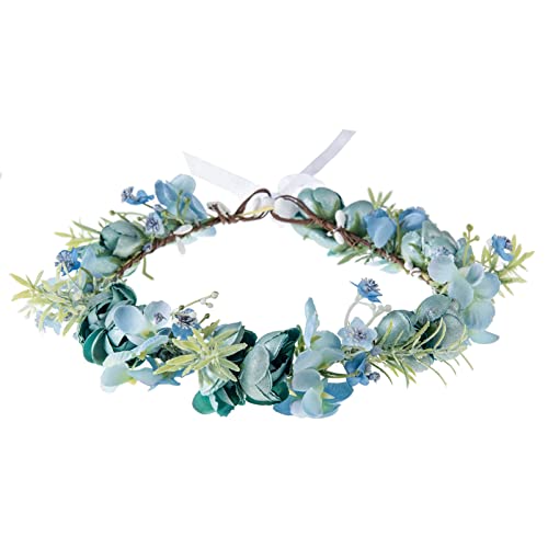 Vividsun Wedding Bridal Green Leaf Flower Crown Eucalyptus Floral Crown Maternity Photo Props (E/blue crown) - color: E/ blue crown