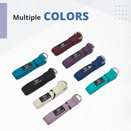 Everyday Yoga Strap with Metal D-Ring Athletic Stretching, 6ft/8ft/10ft - color: True Navy, size: 6 Foot