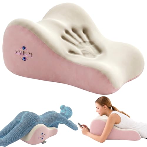 Memory Foam Wedge Pillow, Contoured Firm 50D Support, Pink Grey - color: Pink Grey