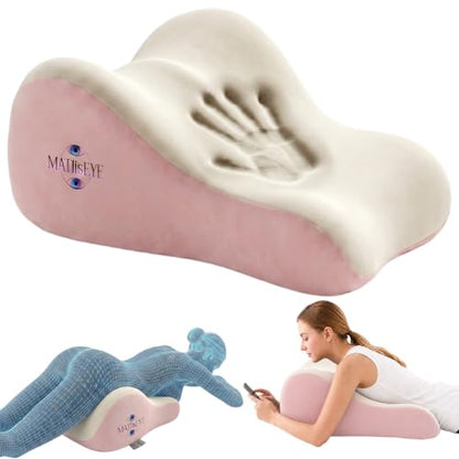 Memory Foam Wedge Pillow, Contoured Firm 50D Support, Pink Grey - color: Pink Grey