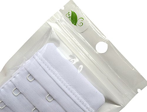 Women Pack of 3 Soft Comfortable 3 Hooks Bra Extender,2.4"x 2.3" - color: White, 3/4 Inch Spacing