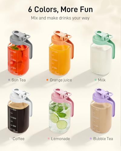 64 oz Mason Jar Pitcher, Glass Pitcher with Lid for Sun Tea & Iced Tea - color: White, size: 64 Ounces