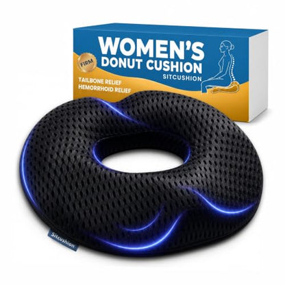 Firm Donut Cushion for Women, Hemorrhoid Pillow for Tailbone & Coccyx Pain