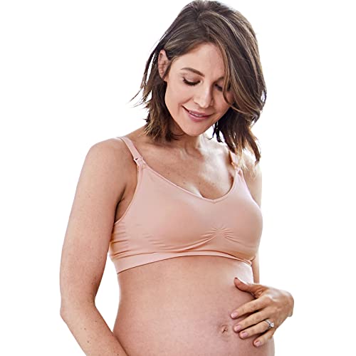 Mamaway Breezy Seamless Nursing Maternity Wireless Bra with Fixed Padding, Odorless, Stretchy for Pregnancy, Breastfeeding - color: Dusty Pink, size: Large