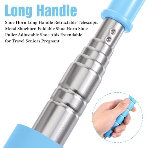 Ymapinc 2 Pack Shoe Horn Long Handle, Metal Telescopic Foldable Shoehorn - color: Black + Blue