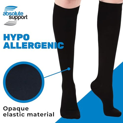 ABSOLUTE SUPPORT Opaque Women & Men Compression Socks, 30-40mmHg - color: Black, size: Large