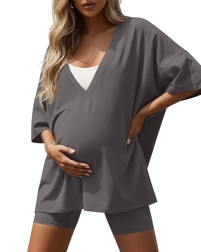 Women's 2 Piece Maternity Oversized Set - color: Gray, size: Medium