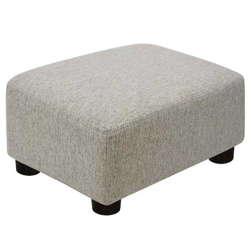 CAROLMADE Small Foot Stool Ottoman Footstool with Legs Under Desk Footrest for Living Room Bedroom and Office,Linen-Beige - color: Beige