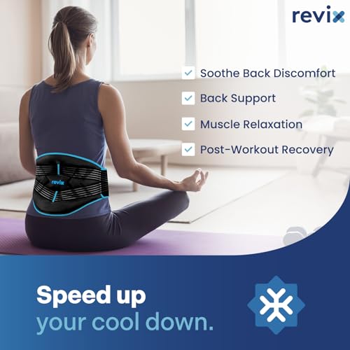 REVIX Lower Back Ice Pack Wrap with Dual Compression Straps, Reusable Gel - color: Black