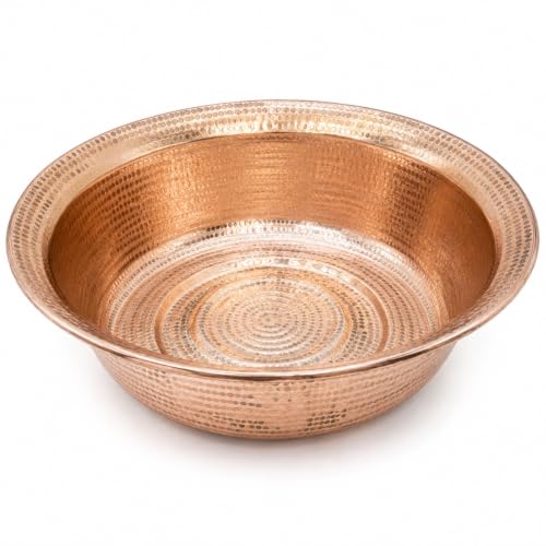 Pure Copper Foot Bath Basin, 16.14-Inch Hammered Pedicure Bowl