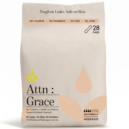 Attn: Grace Moderate Incontinence Pads for Women - Plant-Based, 28 Count - size: 1 Pack - Moderate Pads