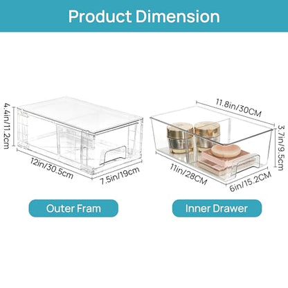 Vtopmart 8 Pack Stackable Clear Drawer with Dividers - size: 8Pack 4.4"H-with Dividers