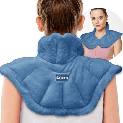 MORLIDEN Microwavable Neck Wrap Warmer&Shoulder Weighted Hot Cold Compress - color: Light Blue, size: Neck Shoulder Wrap Pad