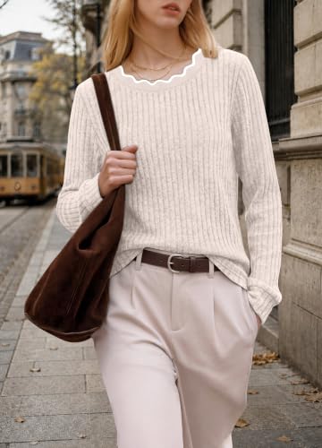 WIHOLL Womens Long Sleeve Shirts Lightweight Tunic Fall Top Sweaters 2026 - color: 01-apricot, size: Small